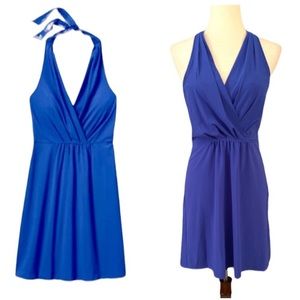 NWT Athleta Go Anywhere dress cerulean blue halter dress with smocked back 8